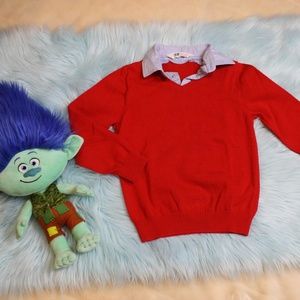 Boys Size 4-6Y US Red Long Sleeve Collar Sweater